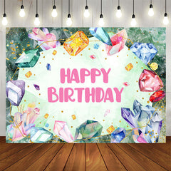 Lofaris Glitter Crystal Jewel Girl Happy Birthday Backdrop