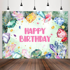 Lofaris Glitter Crystal Jewel Girl Happy Birthday Backdrop