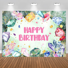 Lofaris Glitter Crystal Jewel Girl Happy Birthday Backdrop