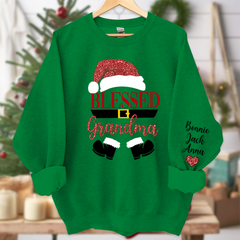 Lofaris Glitter Custom Name Blessed Grandma Est And Kids Sweatshirt