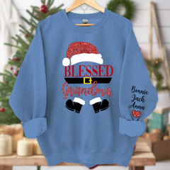 Lofaris Glitter Custom Name Blessed Grandma Est And Kids Sweatshirt