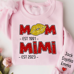 Lofaris Glitter Custom Mom Mimi Est Lips Grandma Sweatshirt