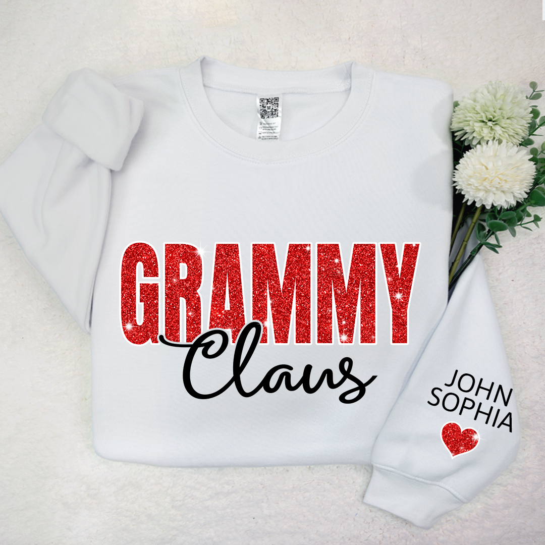 Lofaris Glitter Custom Name Grammy Grandma Mimi Nana Claus And Kids CTH01 Sweatshirt