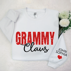 Lofaris Glitter Custom Name Grammy Grandma Mimi Nana Claus And Kids CTH01 Sweatshirt