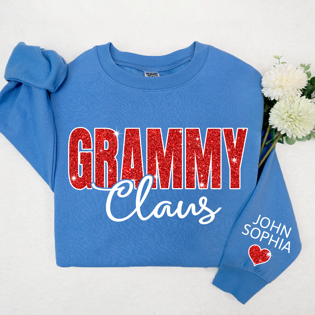 Lofaris Glitter Custom Name Grammy Grandma Mimi Nana Claus And Kids CTH01 Sweatshirt