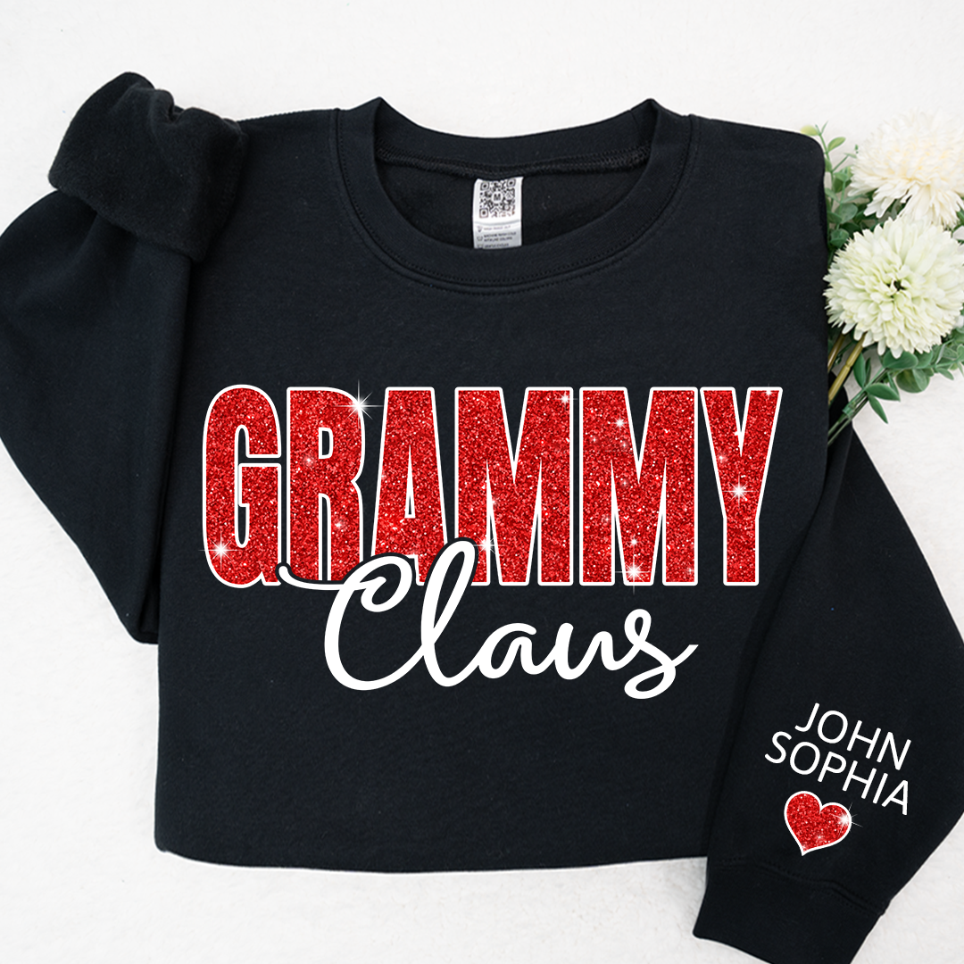 Lofaris Glitter Custom Name Grammy Grandma Mimi Nana Claus And Kids CTH01 Sweatshirt
