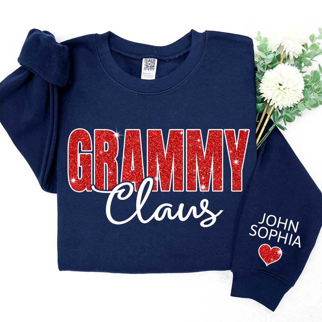 Lofaris Glitter Custom Name Grammy Grandma Mimi Nana Claus And Kids CTH01 Sweatshirt