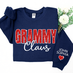 Lofaris Glitter Custom Name Grammy Grandma Mimi Nana Claus And Kids CTH01 Sweatshirt
