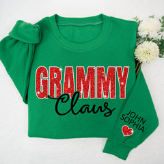 Lofaris Glitter Custom Name Grammy Grandma Mimi Nana Claus And Kids CTH01 Sweatshirt