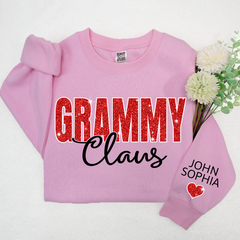 Lofaris Glitter Custom Name Grammy Grandma Mimi Nana Claus And Kids CTH01 Sweatshirt