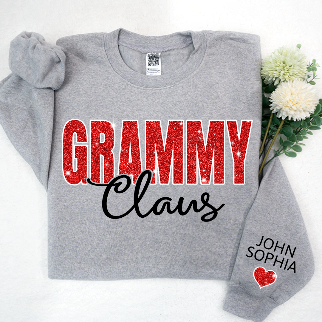 Lofaris Glitter Custom Name Grammy Grandma Mimi Nana Claus And Kids CTH01 Sweatshirt