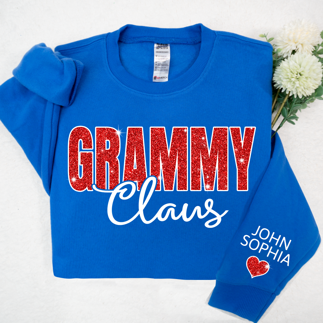 Lofaris Glitter Custom Name Grammy Grandma Mimi Nana Claus And Kids CTH01 Sweatshirt