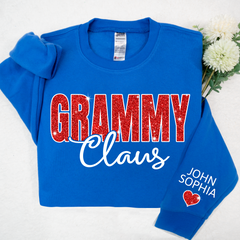 Lofaris Glitter Custom Name Grammy Grandma Mimi Nana Claus And Kids CTH01 Sweatshirt
