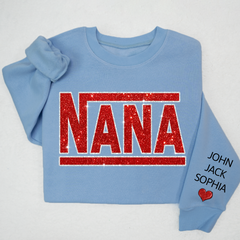Lofaris Glitter Custom Name Nana Grandma Mimi And Kids Sweatshirt