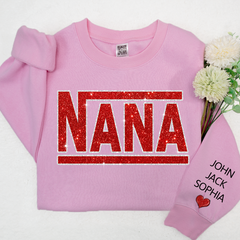 Lofaris Glitter Custom Name Nana Grandma Mimi And Kids Sweatshirt