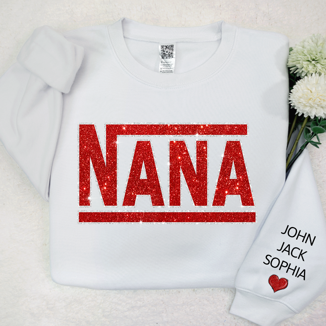 Lofaris Glitter Custom Name Nana Grandma Mimi And Kids Sweatshirt