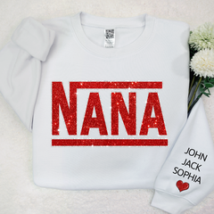Lofaris Glitter Custom Name Nana Grandma Mimi And Kids Sweatshirt