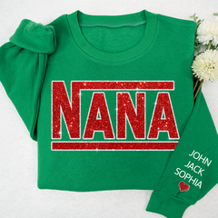 Lofaris Glitter Custom Name Nana Grandma Mimi And Kids Sweatshirt