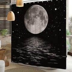 Lofaris Glitter Dark Night Moon Sea Christmas Shower Curtain
