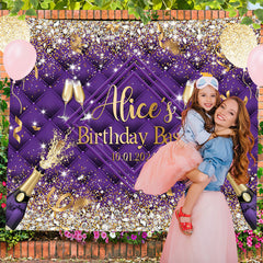 Lofaris Glitter Diamond Champagne Custom Birthday Backdrop