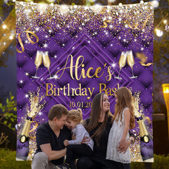 Lofaris Glitter Diamond Champagne Custom Birthday Backdrop