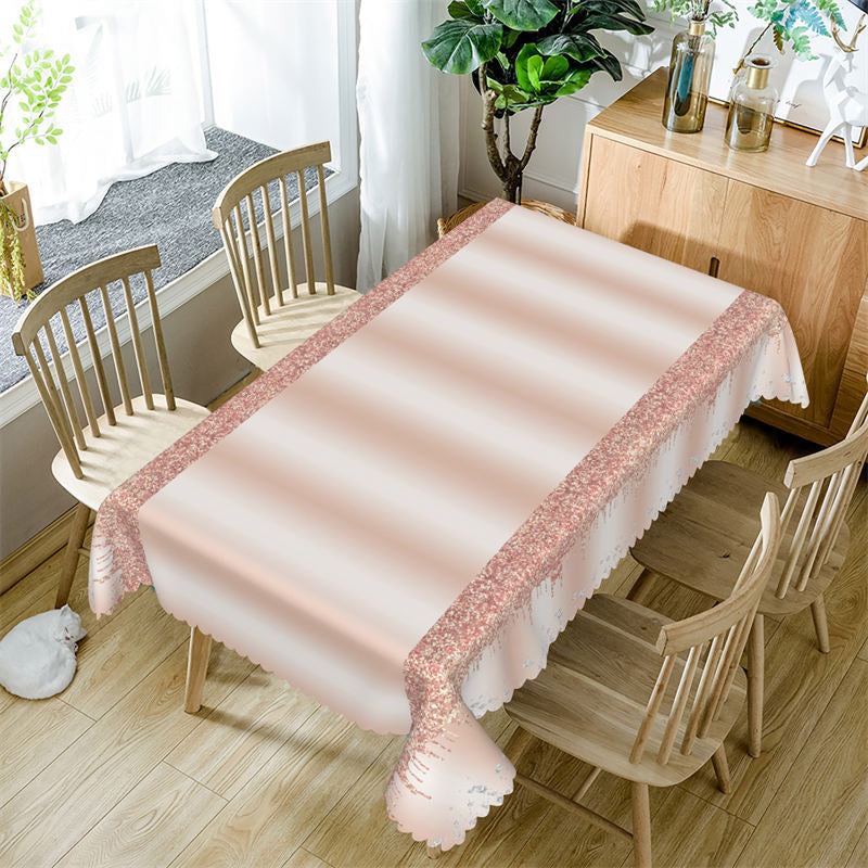 Lofaris Glitter Diamonds Rose Gold Rectangle Tablecloth