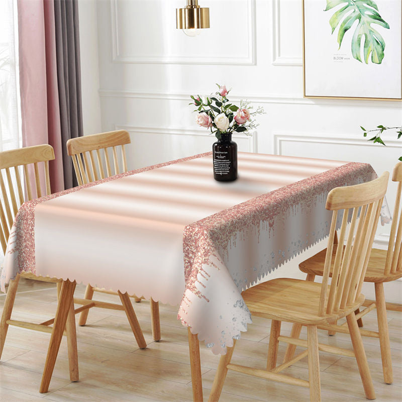Lofaris Glitter Diamonds Rose Gold Rectangle Tablecloth