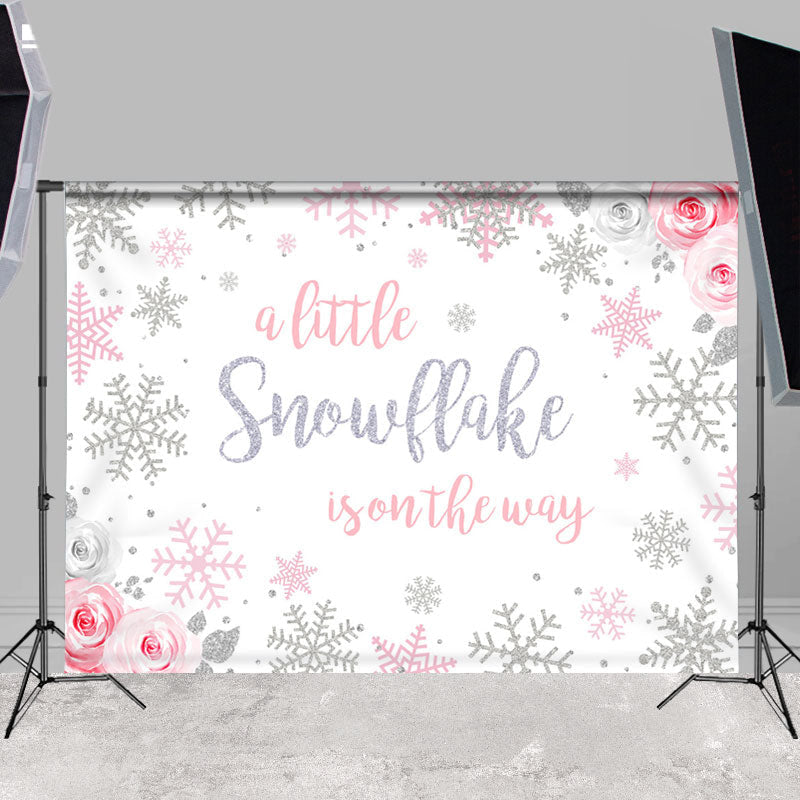 Lofaris Glitter Floral Little Snowflake In On The Way Backdrop