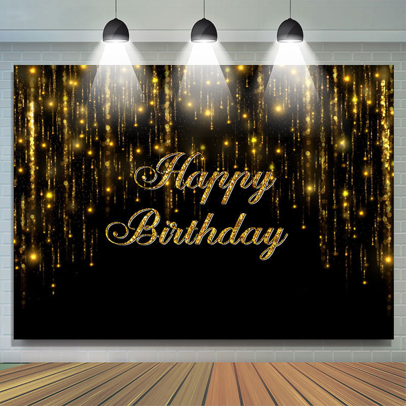 Lofaris Glitter Gold Black Bokeh Simple Birthday Backdrop