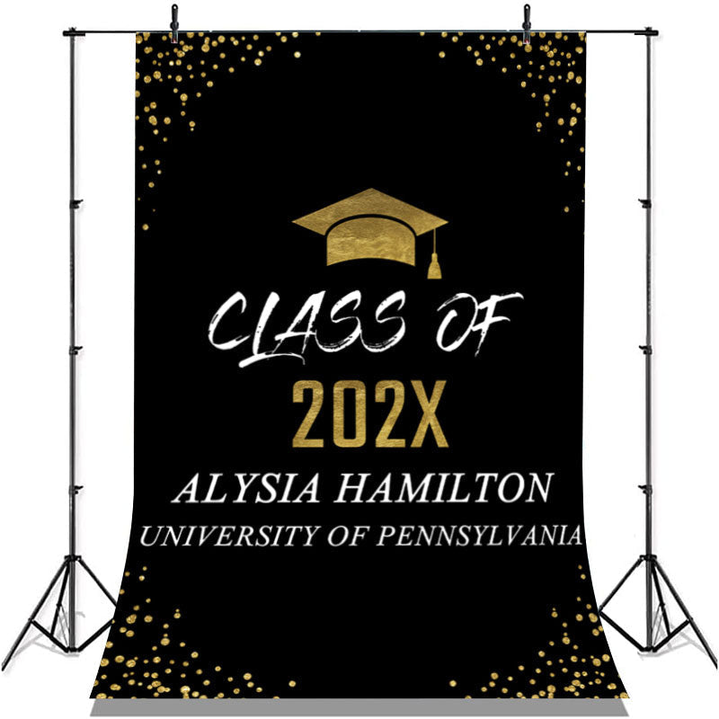 Lofaris Glitter Gold Black Congratulation Class 2022 Backdrop