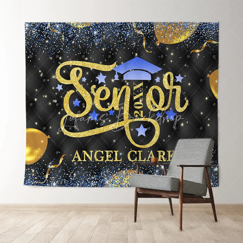 Lofaris Glitter Gold Purple Senior 2022 Graduation Backdrop