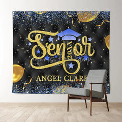 Lofaris Glitter Gold Purple Senior 2022 Graduation Backdrop