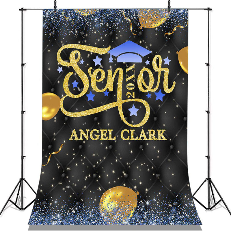 Lofaris Glitter Gold Purple Senior 2022 Graduation Backdrop
