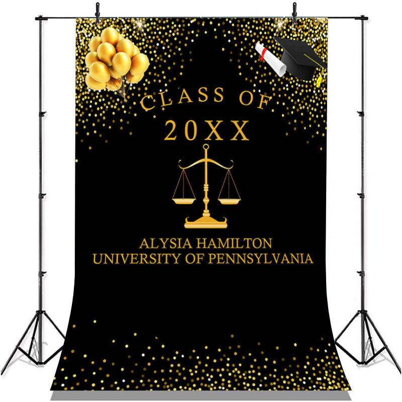 Lofaris Glitter Golden Balloons Ribbion Class Of 2022 Backdrop