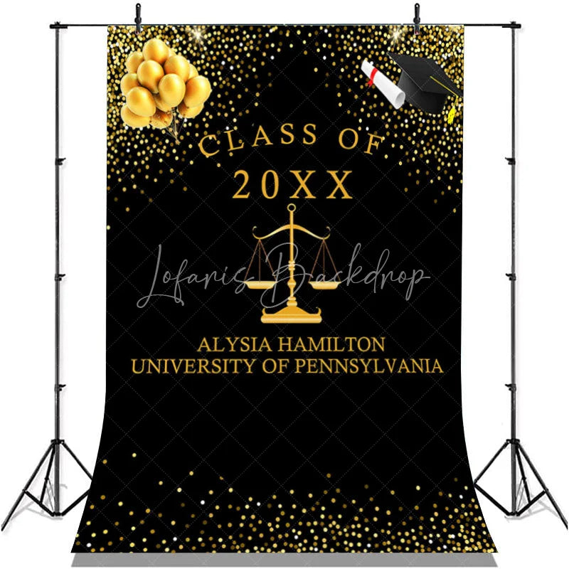 Lofaris Glitter Golden Balloons Ribbion Class Of 2022 Backdrop