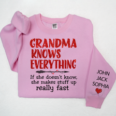 Lofaris Glitter Grandma Knows Everything Custom Sweatshirt