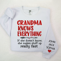 Lofaris Glitter Grandma Knows Everything Custom Sweatshirt