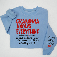Lofaris Glitter Grandma Knows Everything Custom Sweatshirt