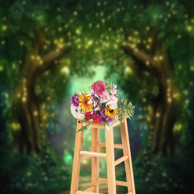 Lofaris Glitter Green Enchanted Forest Path Spring Backdrop