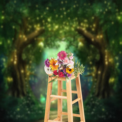 Lofaris Glitter Green Enchanted Forest Path Spring Backdrop