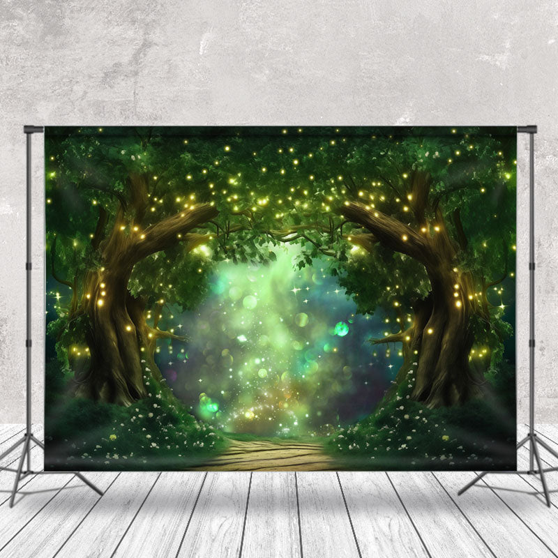 Lofaris Glitter Green Enchanted Forest Path Spring Backdrop