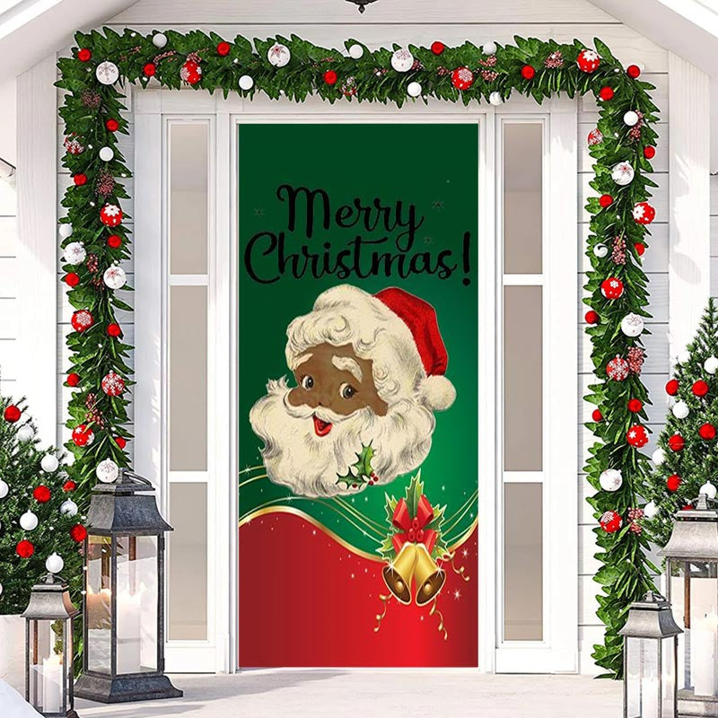Lofaris Glitter Green Red Santa Claus Christmas Door Cover