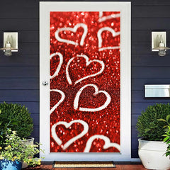 Lofaris Glitter Hearts Red Bokeh Valentines Day Door Cover