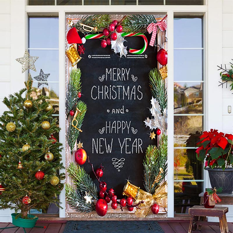 Lofaris Glitter Leaves Fruit Christmas New Year Door Cover