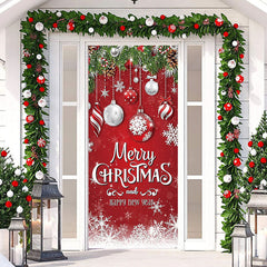 Lofaris Glitter Light Ball Red New Year Christmas Door Cover