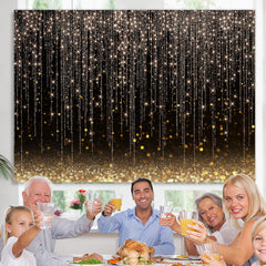 Lofaris Glitter Lines And Black Golden Bokeh Birthday Backdrop