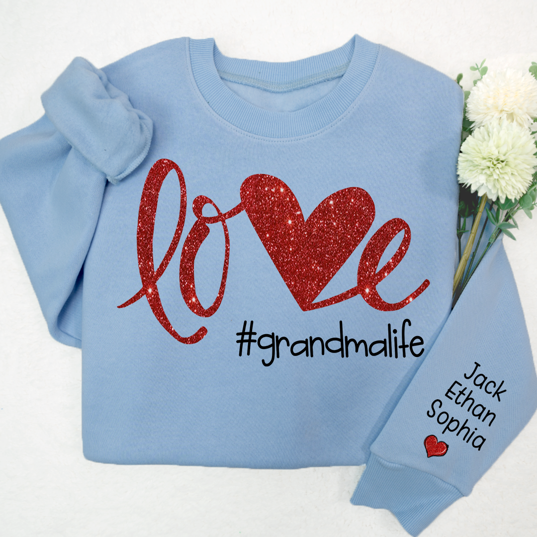 Lofaris Glitter Love Grandmalife Valentine Custom Sweatshirt