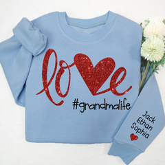 Lofaris Glitter Love Grandmalife Valentine Custom Sweatshirt
