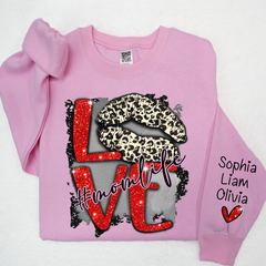 Lofaris Glitter Love Mom Life Sweatshirt With Kids Name On Sleeve Personalized Mother Day Gift For LTP01