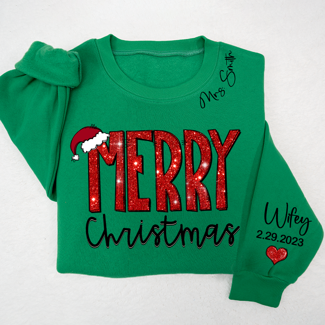 Lofaris Glitter Merry Christmas Grandmother And Kids On Sparkling Background LTP01